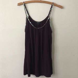NWOT Purple Express Beaded Tank Top